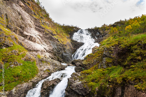 Kjosfossen waterfall in Aurland, Norway