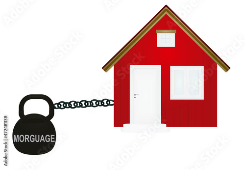 Home with mortgage dumbbell. vector