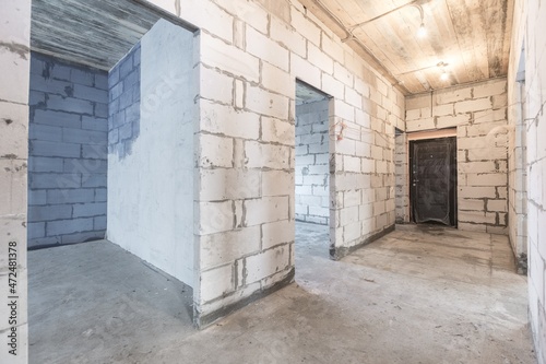 interior of the apartment without decoration in gray colors