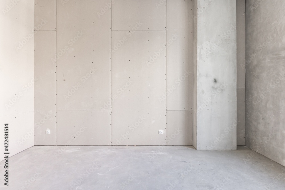 interior of the apartment without decoration in gray colors interior of the apartment without decoration in gray colors