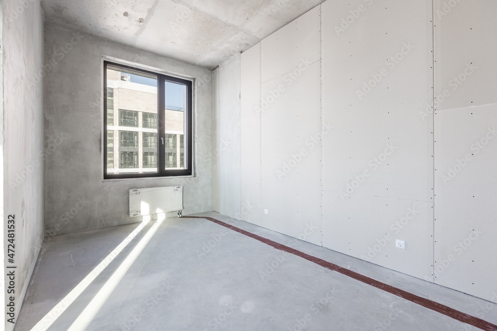 interior of the apartment without decoration in gray colors interior of the apartment without decoration in gray colors