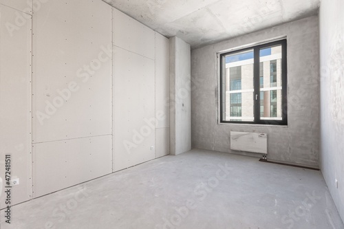 interior of the apartment without decoration in gray colors