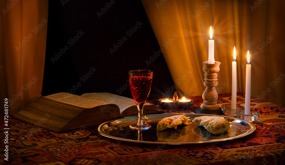 Fototapeta premium Communion still life. Bread and Wine