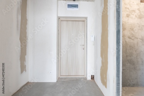 interior of the apartment without decoration in gray colors