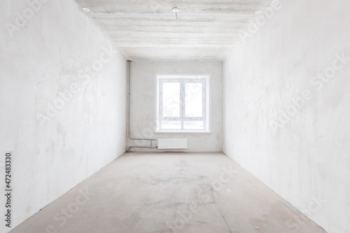 interior of the apartment without decoration in gray colors