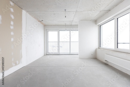 interior of the apartment without decoration in gray colors