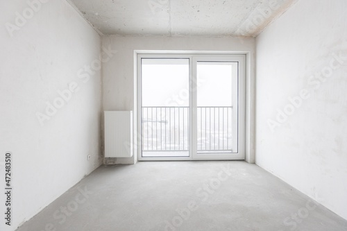 interior of the apartment without decoration in gray colors