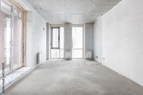 interior of the apartment without decoration in gray colors