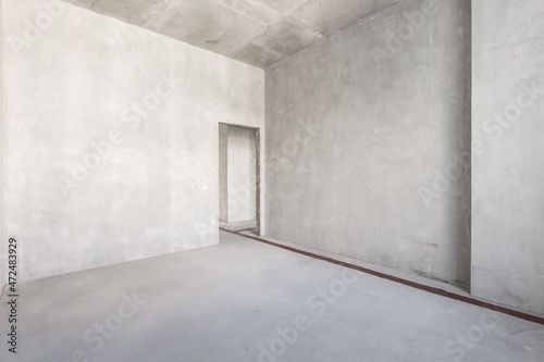 interior of the apartment without decoration in gray colors