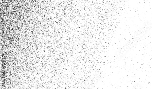 Gradient stipple. Background noise. Grain pattern. Faded effect texture. Grunge distress. Halftone abstract gradient. Dot stipple. Black grainy vintage background. Noise texture. Vector illustration