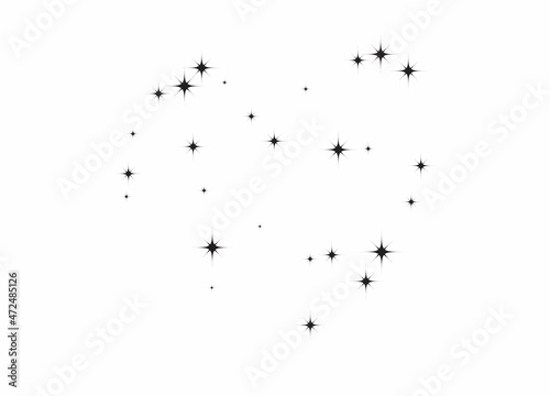 Fireworks star random source stream.  Falling Star. Stars on a white background.