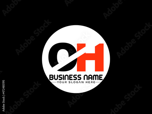 OH Logo Letter design, Unique Letter oh company logo with geometric pillar style design