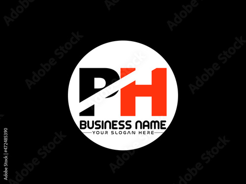 PH Logo Letter design, Unique Letter ph company logo with geometric pillar style design