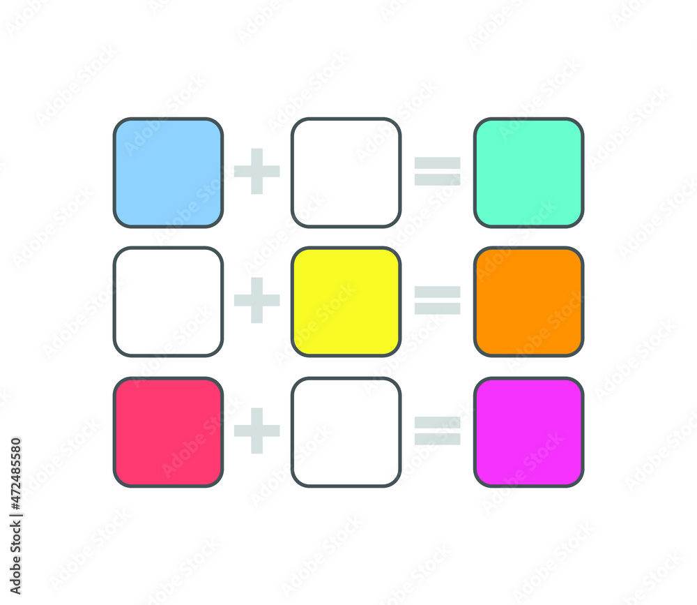 Game for kids. Color mixing. Color icon set