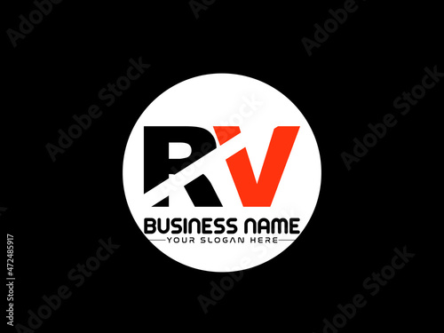 RV Logo Letter design, Unique Letter rv company logo with geometric pillar style design