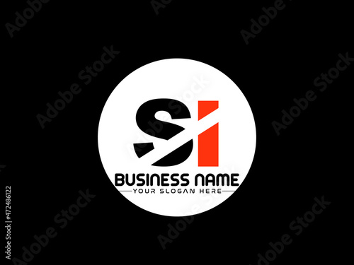 SI Logo Letter design, Unique Letter si company logo with geometric pillar style design