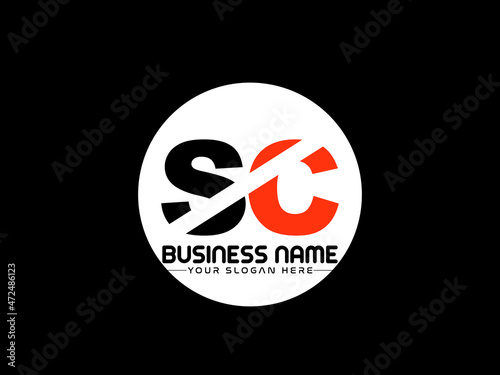 SC Logo Letter design, Unique Letter sc company logo with geometric pillar style design