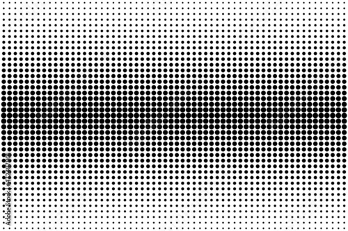 Dot pattern with halftone effect. Comic pop art gradient. Black white radial print. Half tone fade background. Monochrome backdrop. Cartoon duotone banner. Anime gradation frame. Vector illustration