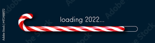 Candy cane Christmas loading 2022 bar on black background.