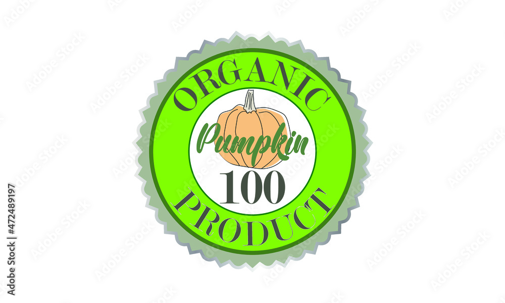 Pumpkin green organic food logo. The label is suitable for packaging, green eco bio product, business, environment and label Pumpkin green organic food logo. The label is suitable for packaging, green eco bio product, business, environment and label
