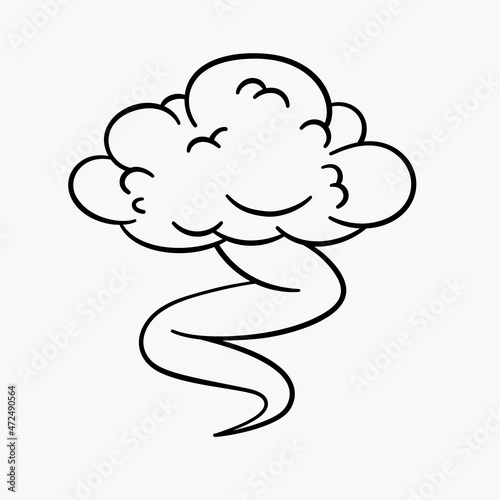 Comic clouds, cartoon vector clouds in line style isolated on light background.