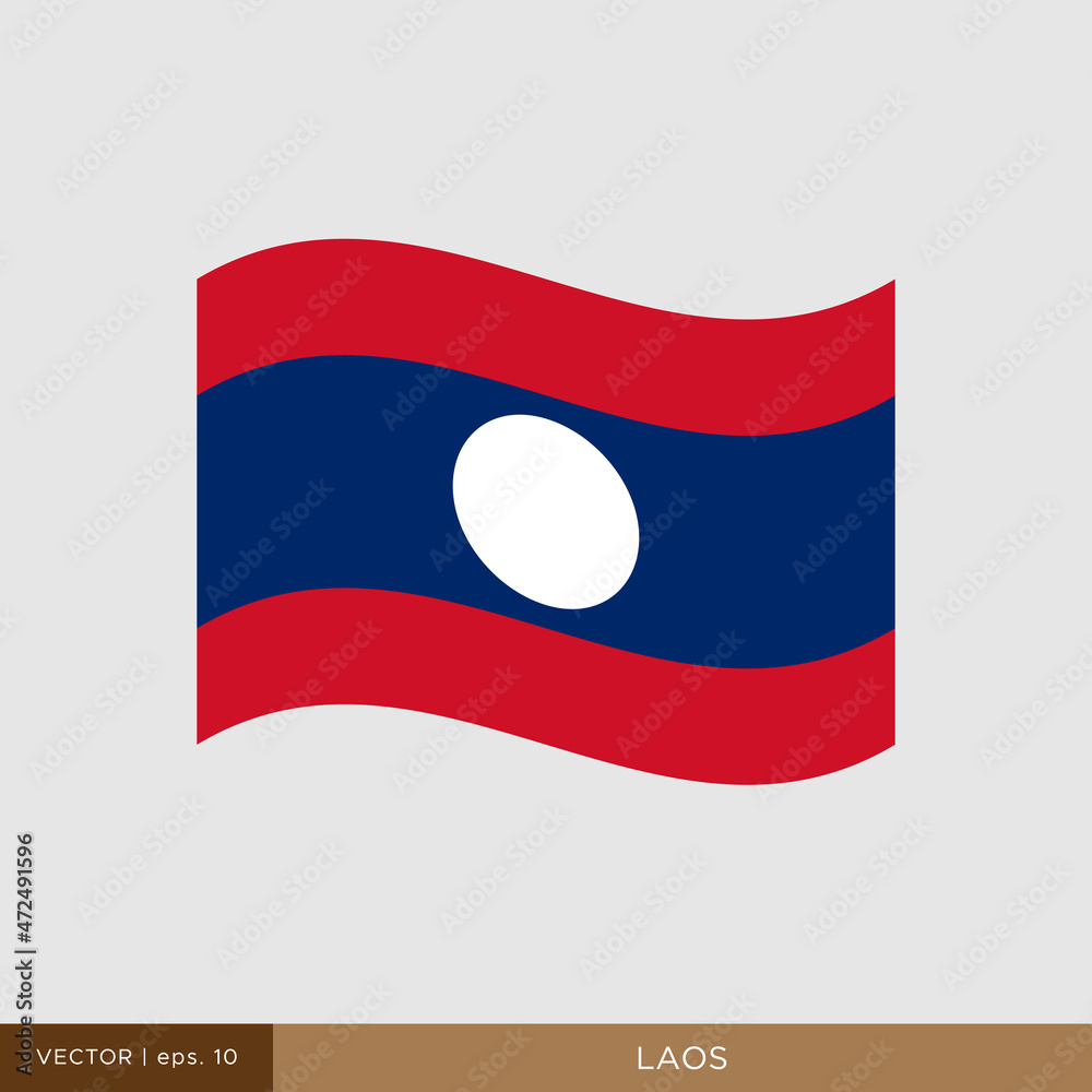 Waving flag of Laos vector illustration design template. Waving flag of Laos vector illustration design template.