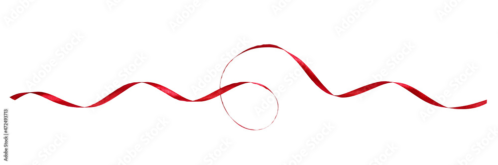Curled red silk ribbon isolated Curled red silk ribbon isolated