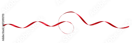 Curled red silk ribbon isol...