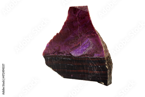 Macro stone mineral Sugilite on a white background photo