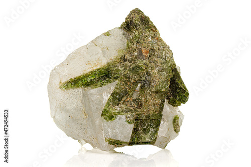 Macro stone mineral Datolite on a white background photo