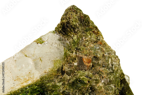 Macro stone mineral Datolite on a white background photo