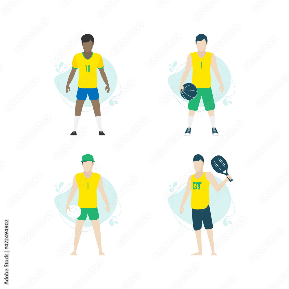Set of simple and colorful sports illustrations.