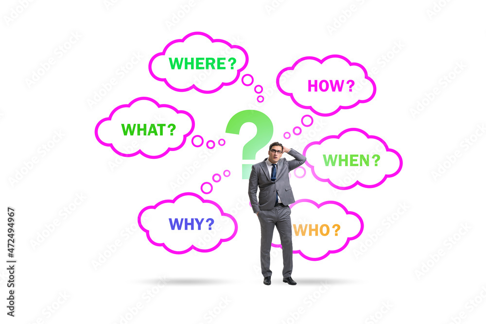 Concept of many questions with businessman Concept of many questions with businessman