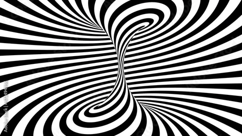 Optical illusion black and white spiral abstract illustration. 4K movie