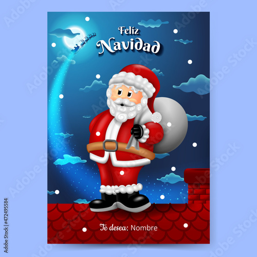 poster de papá noel sobre techo con dedicatoria libre de navidad