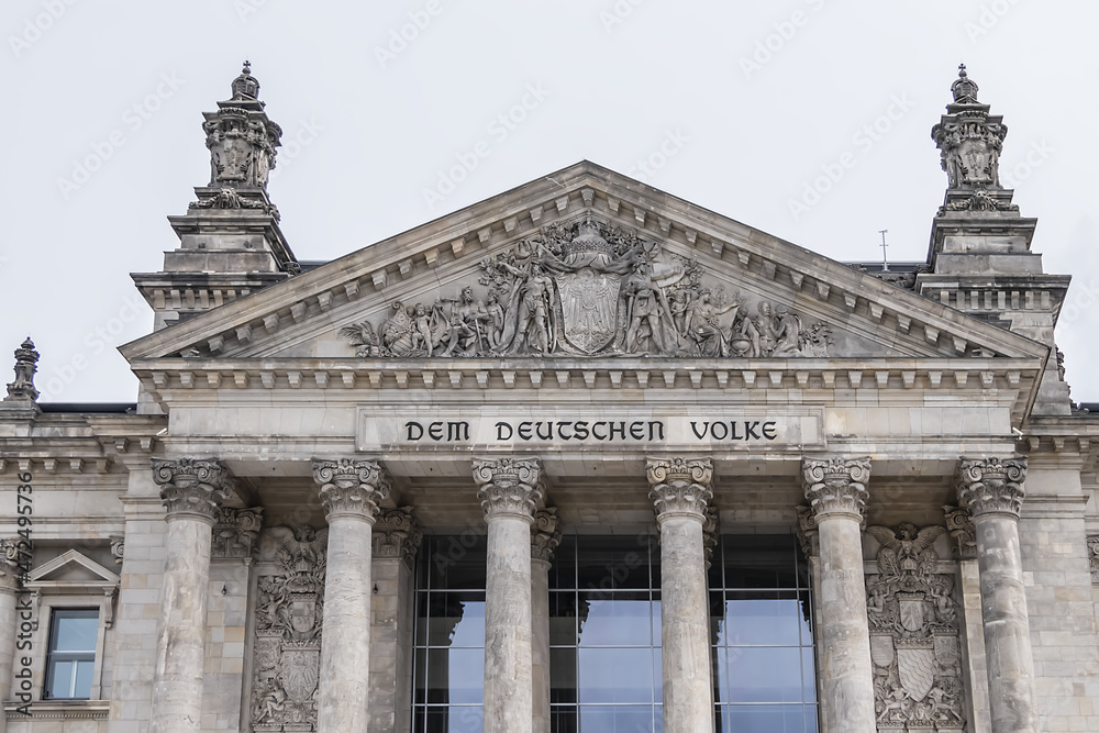 The Reichstag building - the Headquarter of the German Parliament (Deutscher Bundestag, 1894) in Berlin, Germany.
