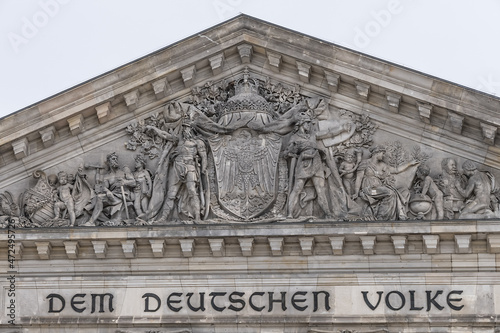 The Reichstag building - the Headquarter of the German Parliament (Deutscher Bundestag, 1894) in Berlin, Germany.