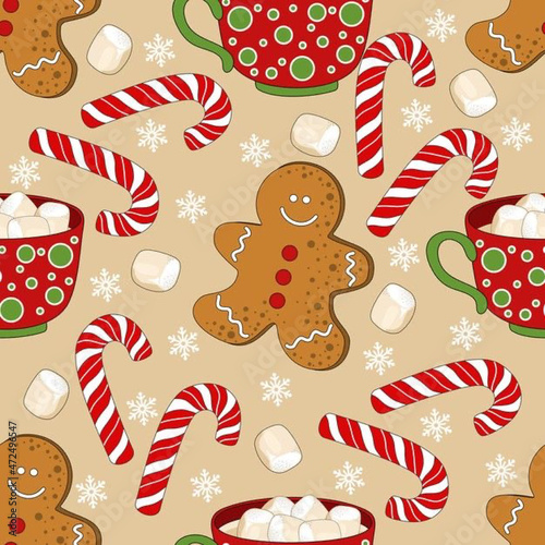 Christmass seamless pattern.Beautiful christmas doodles seamless pattern - hand drawn and detailed, great for christmas textiles, banners, wrappers, wallpapers - vector surface design