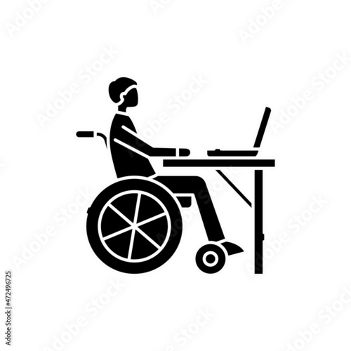 Disabled worker color line icon. Disability. Isolated vector element.