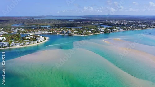 Noosa Heads real estate and luxury houses on waterfront aerial view. Queensland photo
