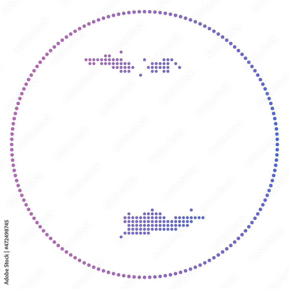 Virgin Islands digital badge. Dotted style map of Virgin Islands in circle. Tech icon of the island with gradiented dots. Superb vector illustration.