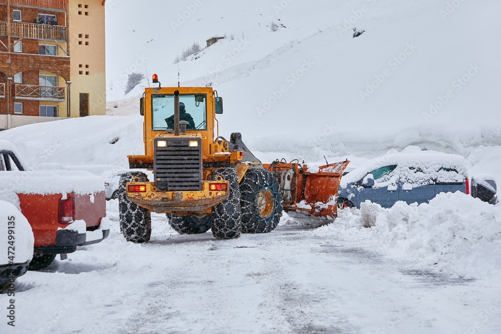 Winter road clearing snowplow Winter road clearing snowplow