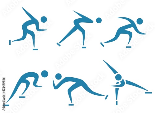 Winter sport icons - skating icons set
