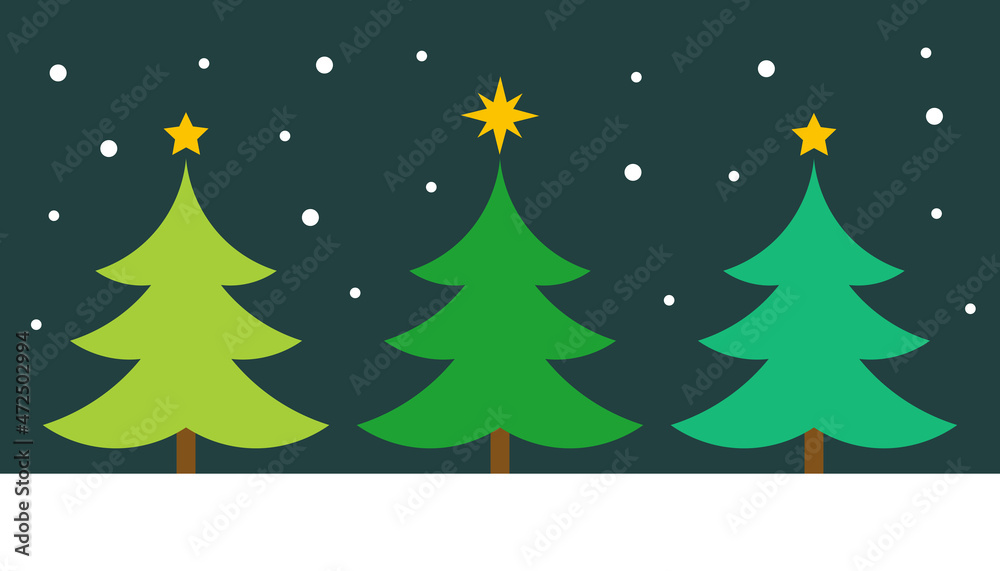 Obraz premium Christmas trees winter night card.
