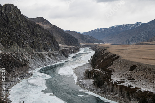 Katun river surrounded by rocky mountains at Altai Republic, Russia photo