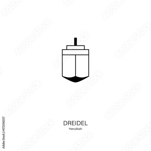Dreidel icon. Small top spun in a game played by children during Hanukkah Jewish festival. Line style vector. Can be used for logos, banners, flyers, stickers, posters, greeting cards, decoration