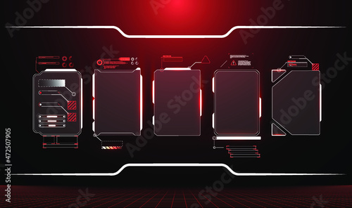 Futuristic Vector HUD Interface Screen Design. Digital callouts titles. HUD UI GUI futuristic user interface screen elements set. High tech screen for video game. Sci-fi concept design.