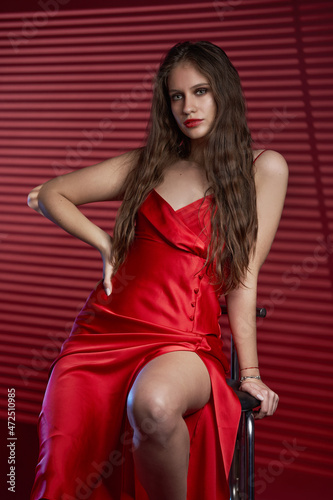 Glamour of a lady in red dress