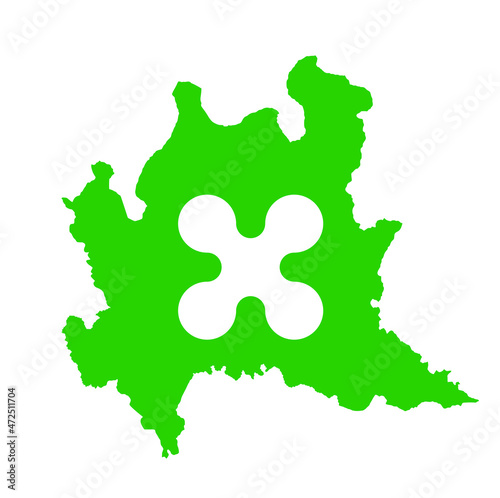 Lombardy map flag silhouette vector illustration. Lombardia, Italy map silhouette illustration isolated on white background. Green Lombardy flag map.