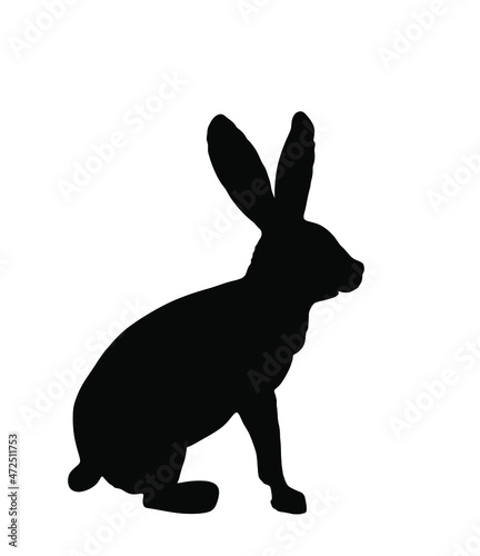 Rabbit silhouette vector illustration isolated on white background. Rodent animal symbol. Easter holiday symbol.